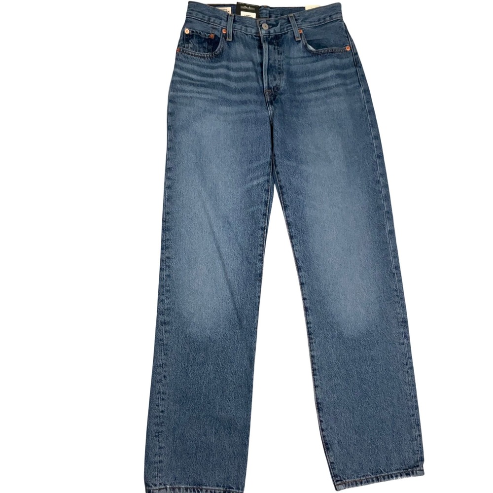 Levi's 501 90s Jeans Women 25W 32L Blue Premium Mid Rise Straight Leg A1959-0033